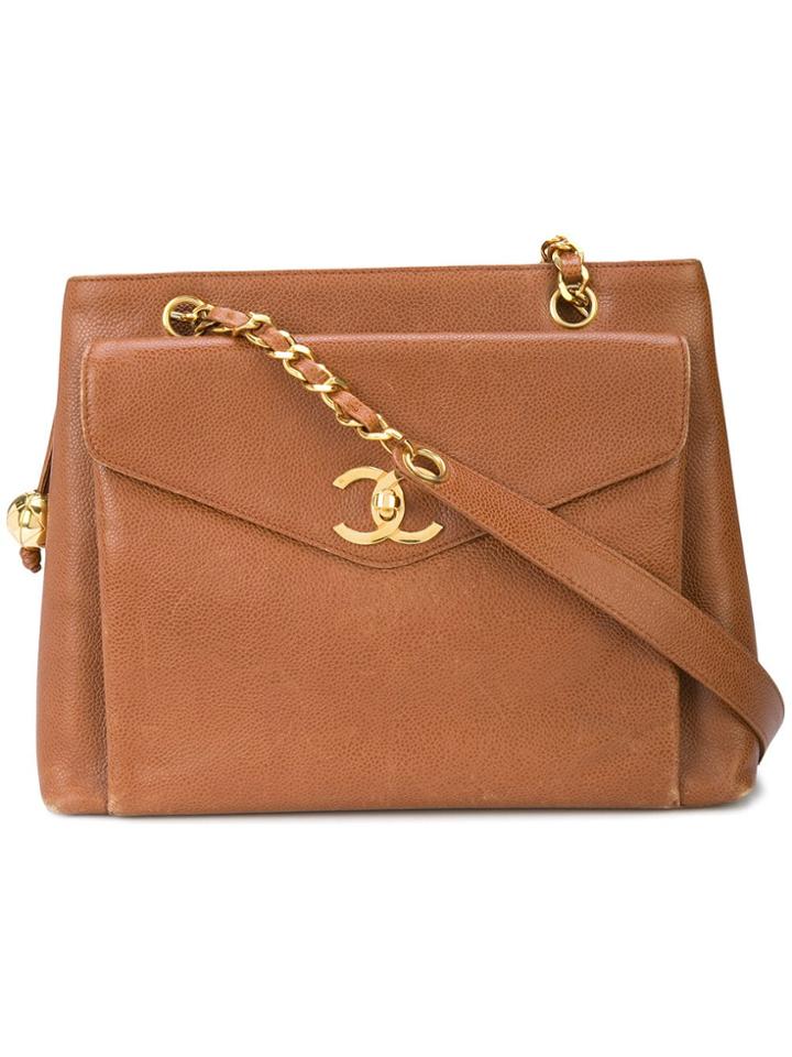 Chanel Vintage Front Pocket Tote Bag - Brown