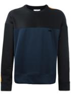 Ami Alexandre Mattiussi Tricolor Crew Neck Sweatshirt, Men's, Size: Small, Blue, Cotton/polyester