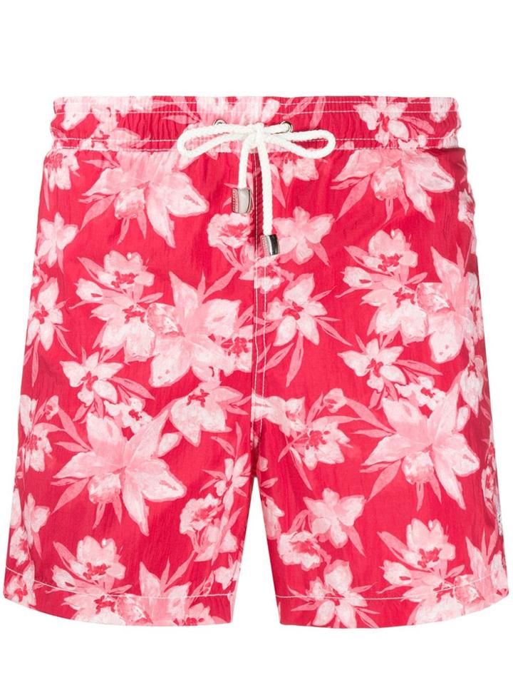 Borrelli Floral Print Swim Shorts - Red