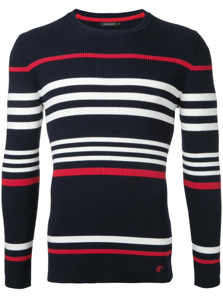 Loveless Striped Jumper, Men's, Size: 2, Blue, Cotton/nylon/rayon