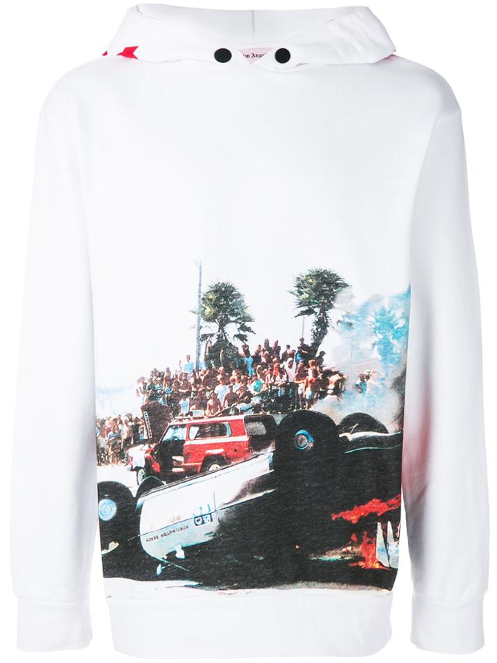 Palm Angels Burning Car Hoodie - White