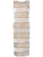 Issey Miyake Ribbed Detail Dress, Women's, Size: 2, Nude/neutrals, Polyester