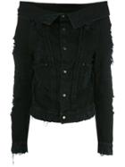 Unravel Project - Off-shoulder Denim Jacket - Women - Cotton/polyester/polyurethane - 40, Women's, Black, Cotton/polyester/polyurethane