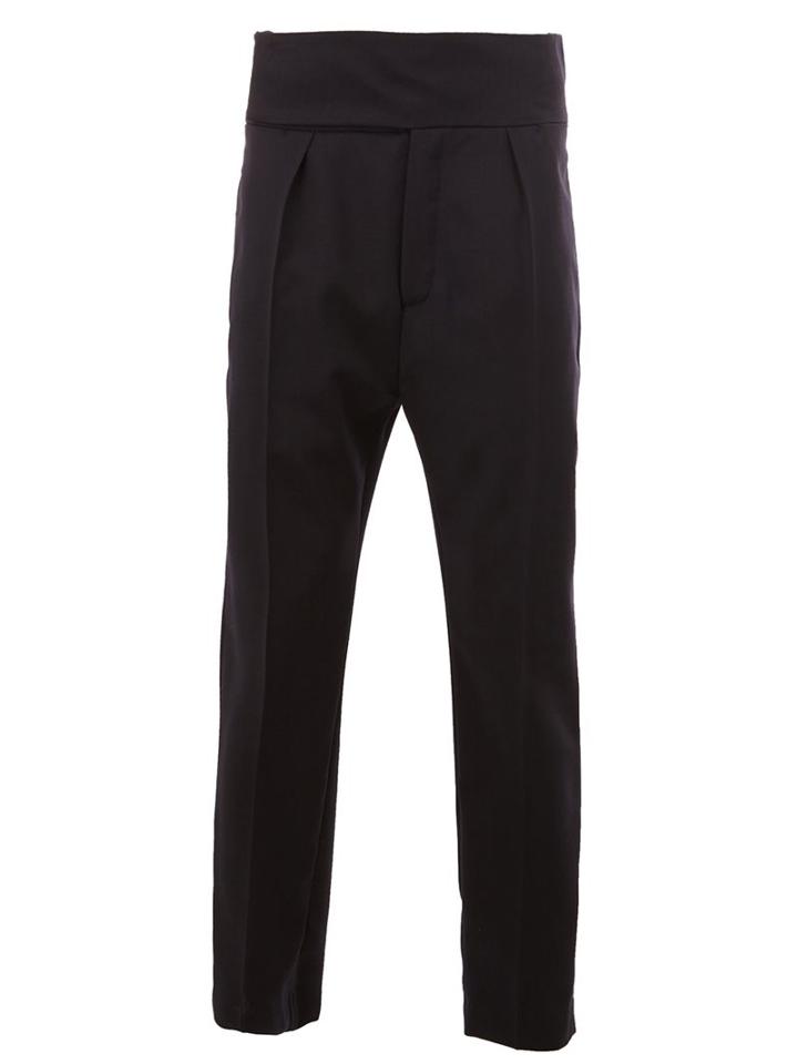 Ann Demeulemeester Thick Waits Tailored Trousers, Men's, Size: Large, Blue, Cotton/virgin Wool