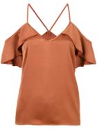 Pinko Dropped Shoulders Frill Trim Blouse - Brown