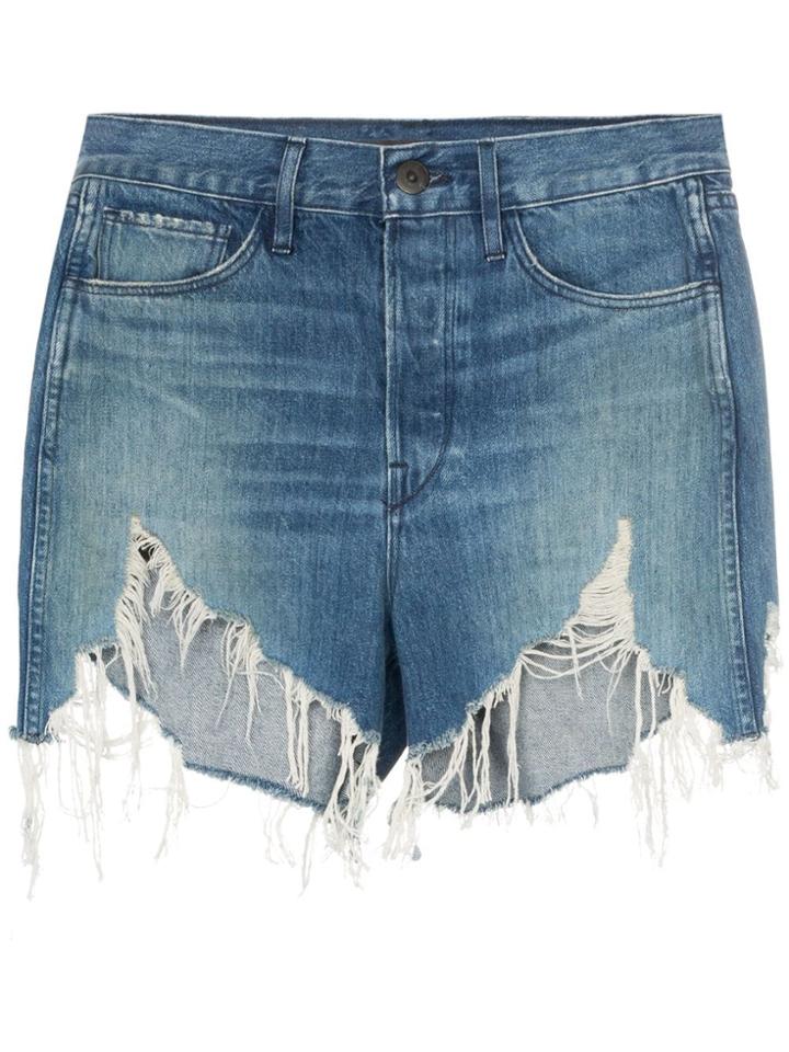 3x1 Blake Frayed Hem Denim Shorts - Blue