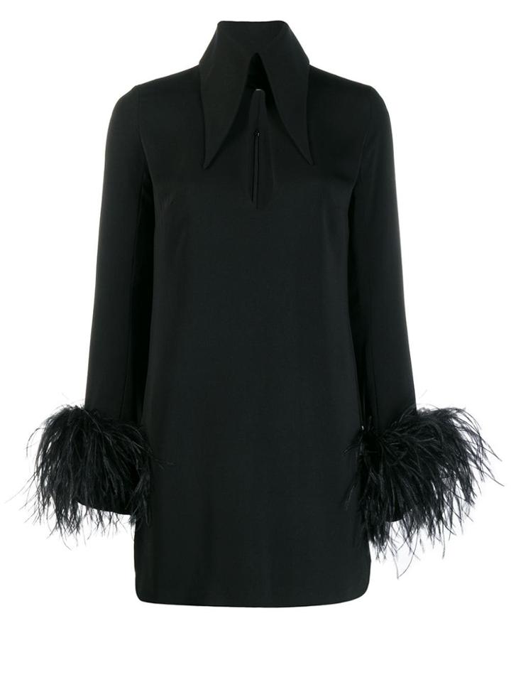 16arlington Michelle Feather Trim Mini Dress - Black