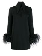 16arlington Michelle Feather Trim Mini Dress - Black