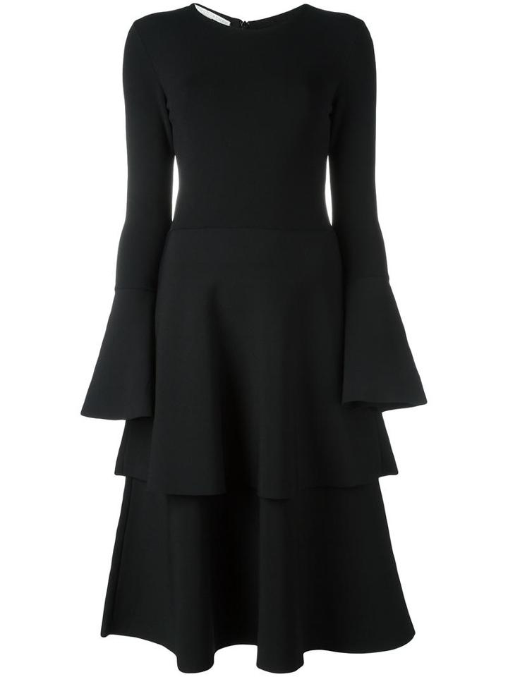 Stella Mccartney Layered Frill Skirt Dress, Women's, Size: 46, Black, Polyester/viscose