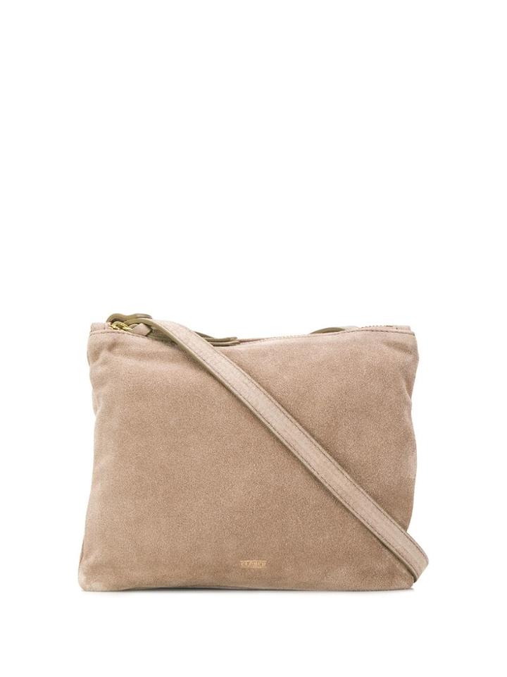 Closed Suede Crossbody Bag - Neutrals