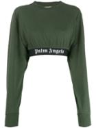 Palm Angels Cropped Logo Sweatshirt - Green