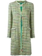 Etro Tweed Mid Coat, Women's, Size: 46, Green, Silk/cotton/acrylic/viscose