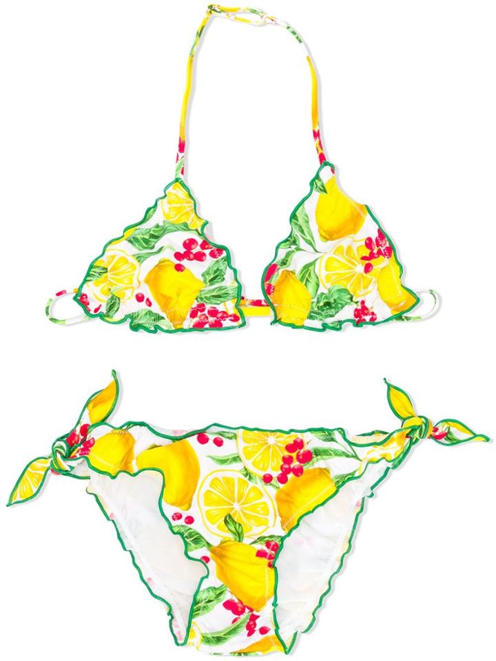 Mc2 Saint Barth Kids Lemon Print Bikini - Yellow