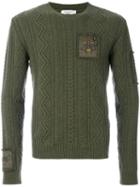 Valentino - Knitted Insect Sweater - Men - Cotton/polyester/cashmere/virgin Wool - M, Green, Cotton/polyester/cashmere/virgin Wool