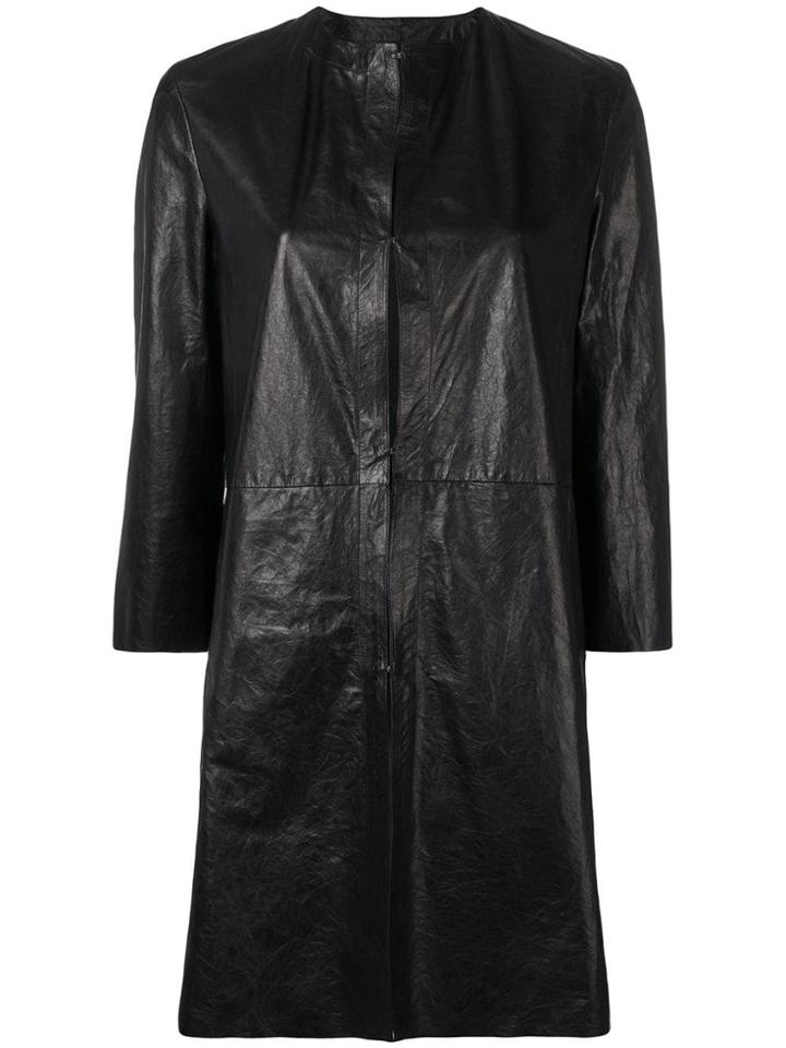 Drome Leather Overcoat - Black