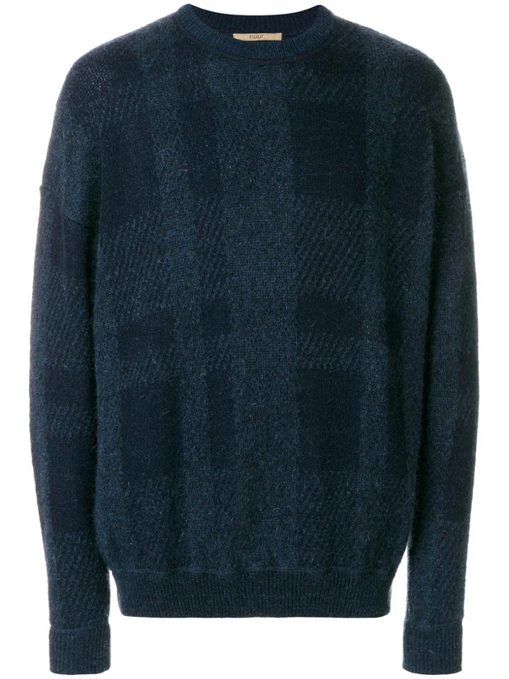 Nuur Checked Crew Neck Sweater - Blue