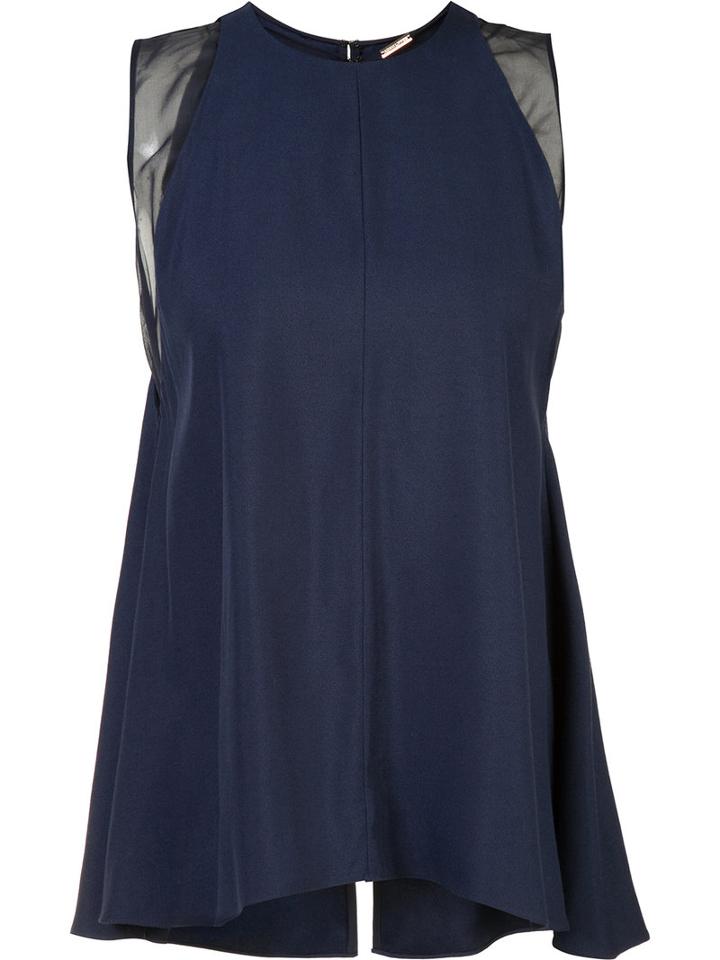 Adam Lippes Flared Layer Tank, Women's, Size: 6, Blue, Viscose
