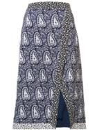 Altuzarra Paisley Slit Pencil Skirt, Women's, Size: 38, Blue, Polyester/silk/viscose