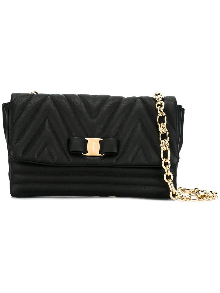 Salvatore Ferragamo Vara Shoulder Bag, Women's, Black, Lamb Skin/metal (other)