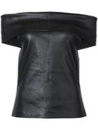 Rosetta Getty - Leather Top - Women - Leather - M, Black, Leather
