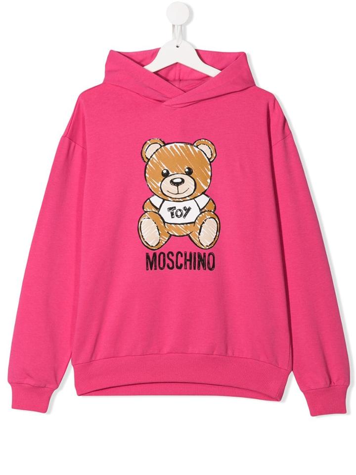 Moschino Kids Teen Teddy Print Hoodie - Pink