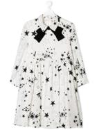 Elisabetta Franchi La Mia Bambina Star Dog Print Dress - White