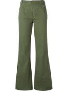 Tory Burch Flared Trousers, Women's, Size: 25, Green, Cotton