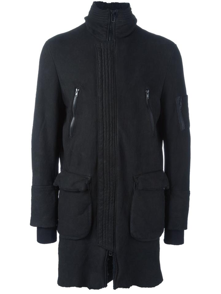 Salvatore Santoro Patched High Collar Coat - Black