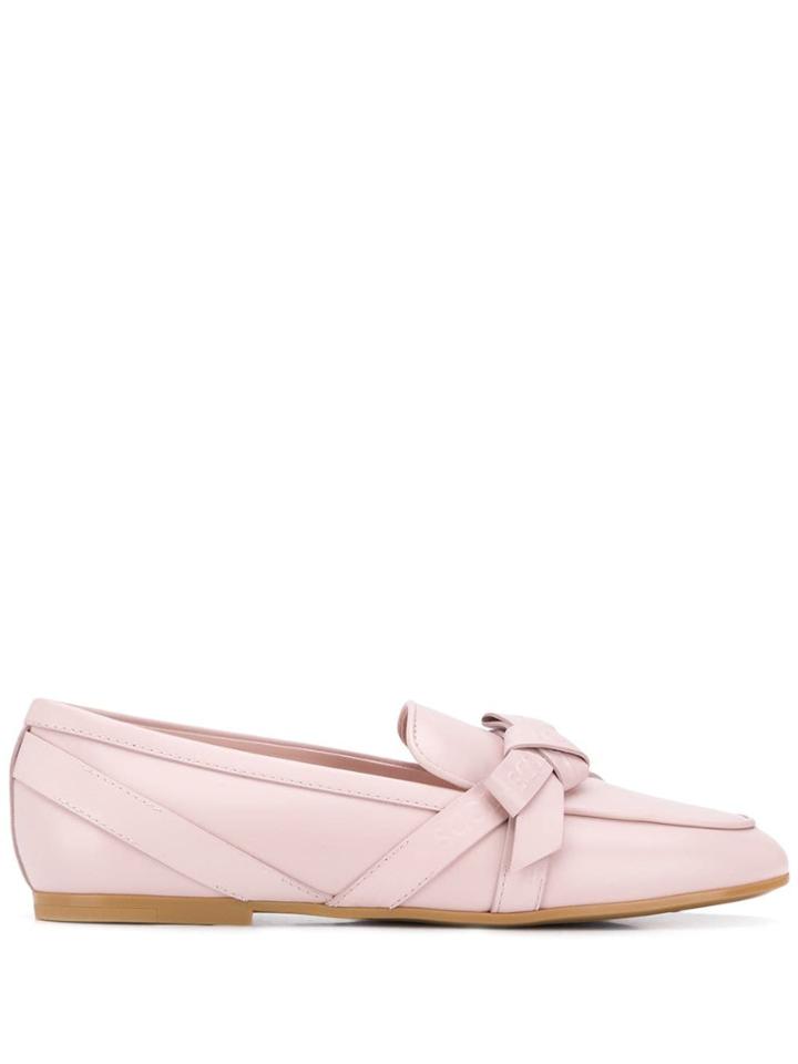 Tod's Logo Embossed Bow Loafers - Pink