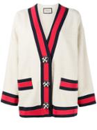 Gucci Embellished Oversized Cardigan, Women's, Size: 40, Nude/neutrals, Cotton/polyamide/viscose