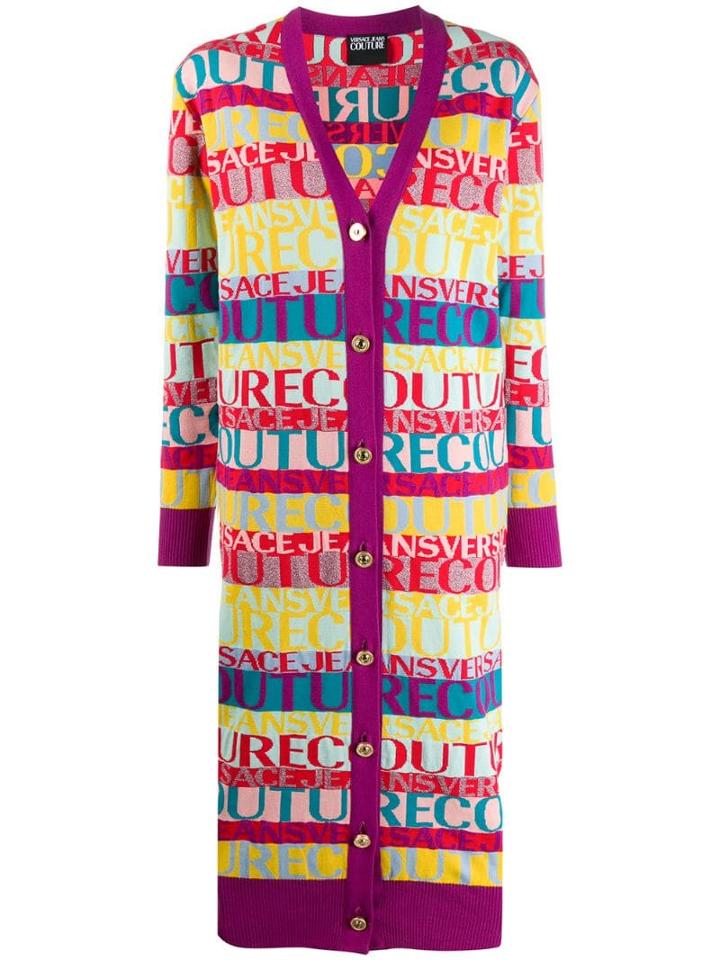 Versace Jeans Logo Colour-block Cardigan - Yellow