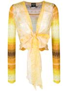 Jean Paul Gaultier Vintage Long-sleeve Lace Up Cardigan - Yellow &