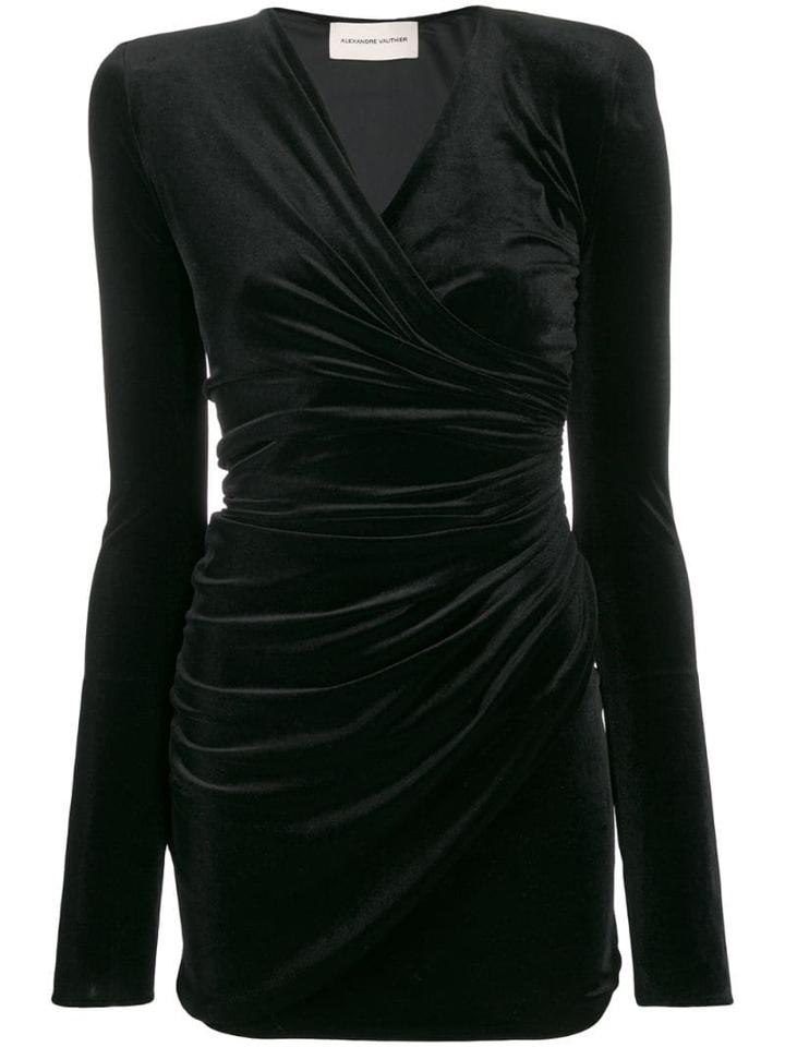 Alexandre Vauthier Velvet Draped Mini Dress - Black