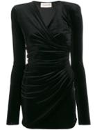 Alexandre Vauthier Velvet Draped Mini Dress - Black