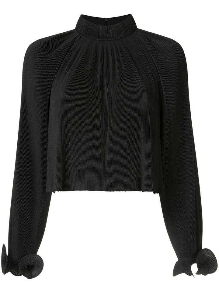 Tibi Pleated Cropped Top - Black