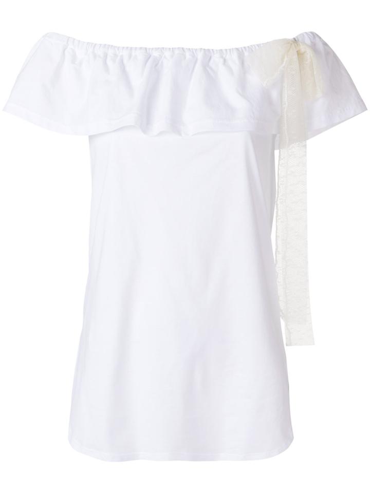 Red Valentino Off Shoulder Ruffled Blouse - White