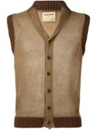 Al Duca D'aosta 1902 Shawl Neck Knit Gilet, Men's, Size: Medium, Nude/neutrals, Acrylic/polyamide/mohair/wool