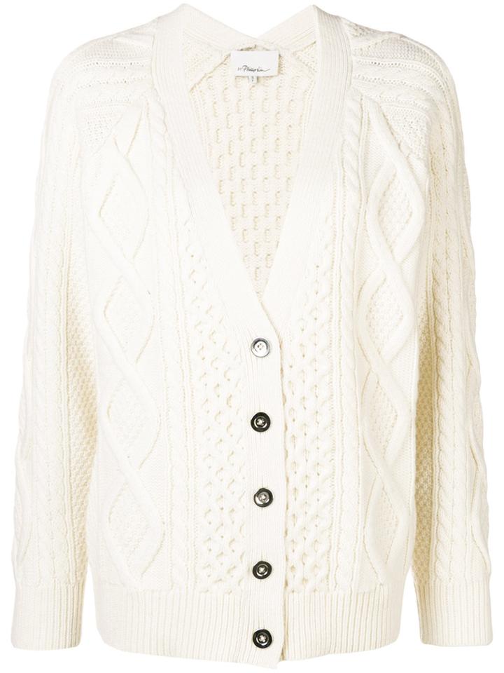 3.1 Phillip Lim Cable Knit V-neck Cardigan - White