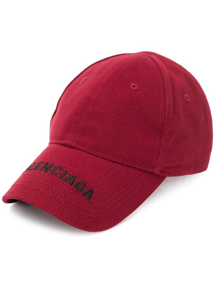 Balenciaga Burgundy Logo Cap - Red