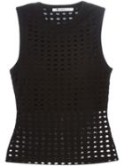 T By Alexander Wang Perforated Tank Top, Women's, Size: M, Black, Polyester/rayon/spandex/elastane