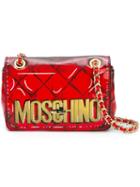 Moschino Trompe-l'oeil Logo Shoulder Bag, Women's, Red, Patent Leather