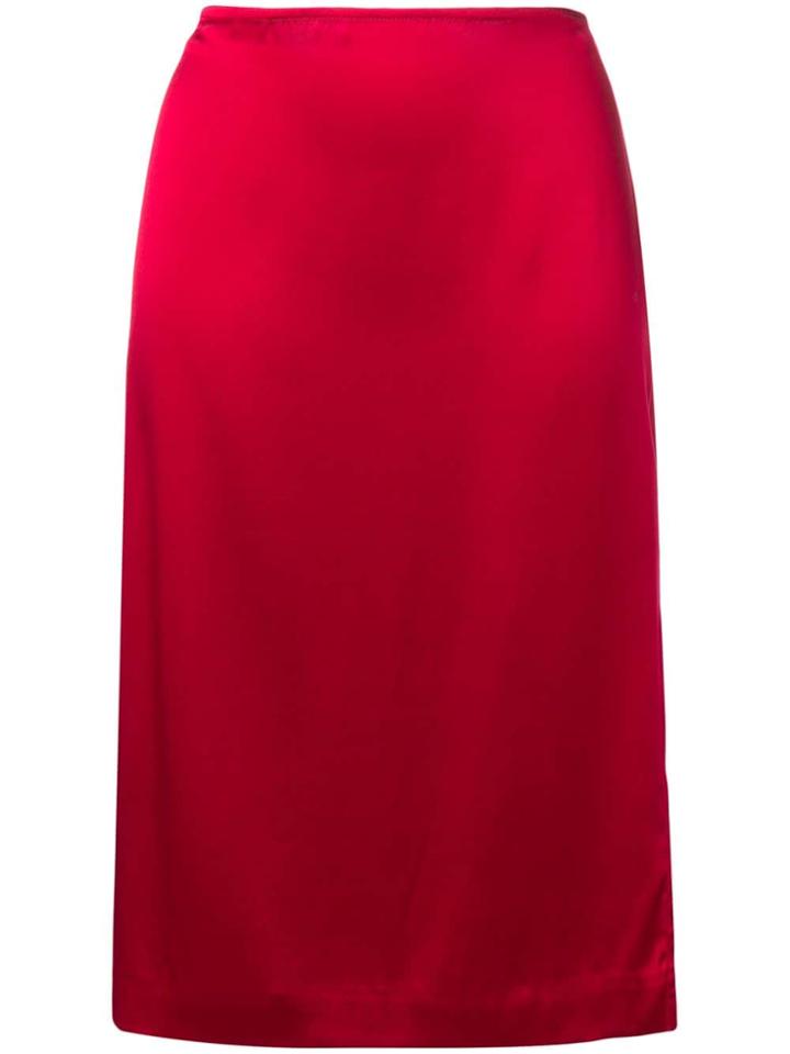 6397 Side-slit Midi Skirt - Red