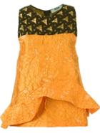 Msgm Ruffle Detail Sleeveless Top, Women's, Size: 44, Yellow/orange, Polyester/polyamide/polyacrylic