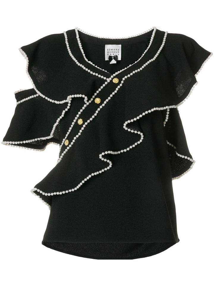 Edward Achour Paris Ruffle Embellished Blouse - Black