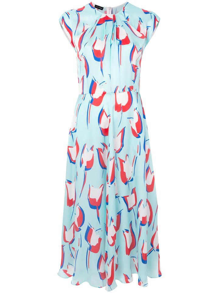 Emporio Armani Abstract Print Midi Dress - Blue