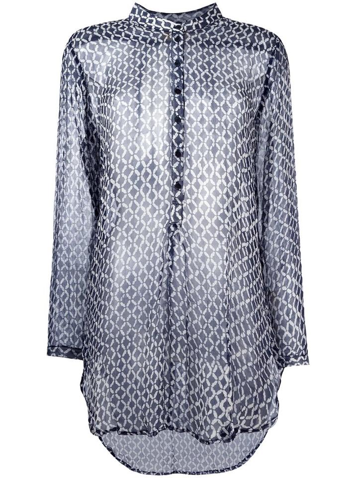 Cloe Cassandro Sheer Longsleeved Cover-up, Women's, Blue, Silk
