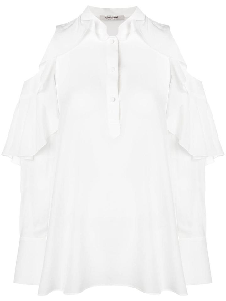 Roberto Cavalli Cold Shoulder Blouse - White