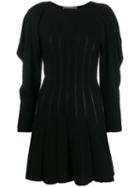 Alberta Ferretti Ruffle Sleeve Knitted Dress - Black
