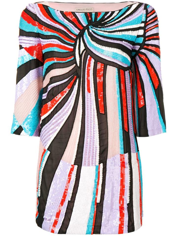 Emilio Pucci Sequin-embroidered Shell Mini Dress - Purple