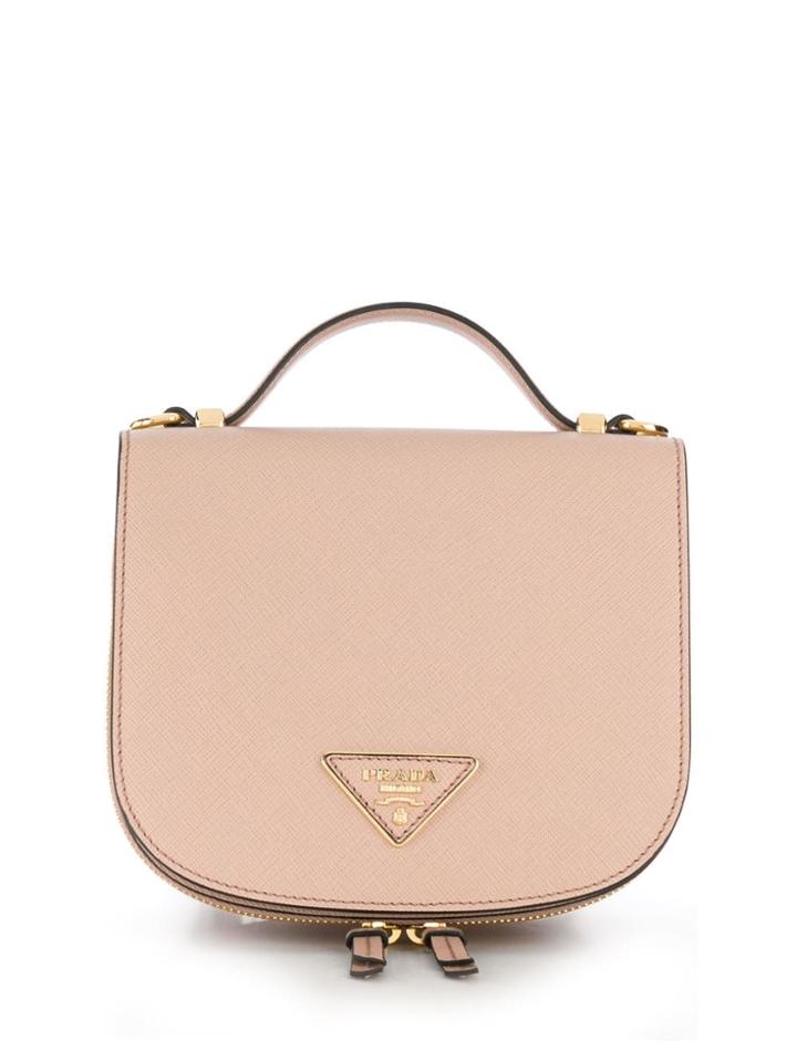 Prada Small Logo Plaque Backpack - Neutrals